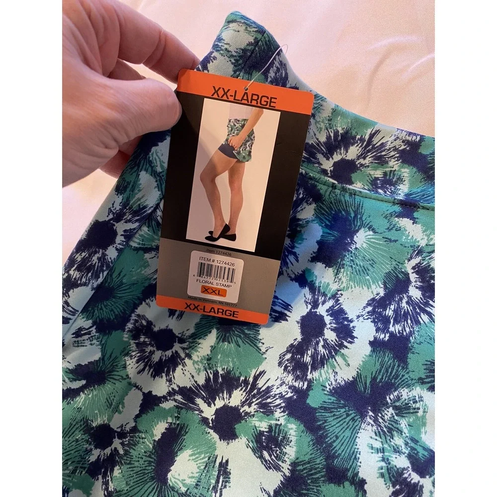 TRANQUILITY NWT Skort Size 2XL Pull-On Blue Floral Tennis Walking Athletic Wear